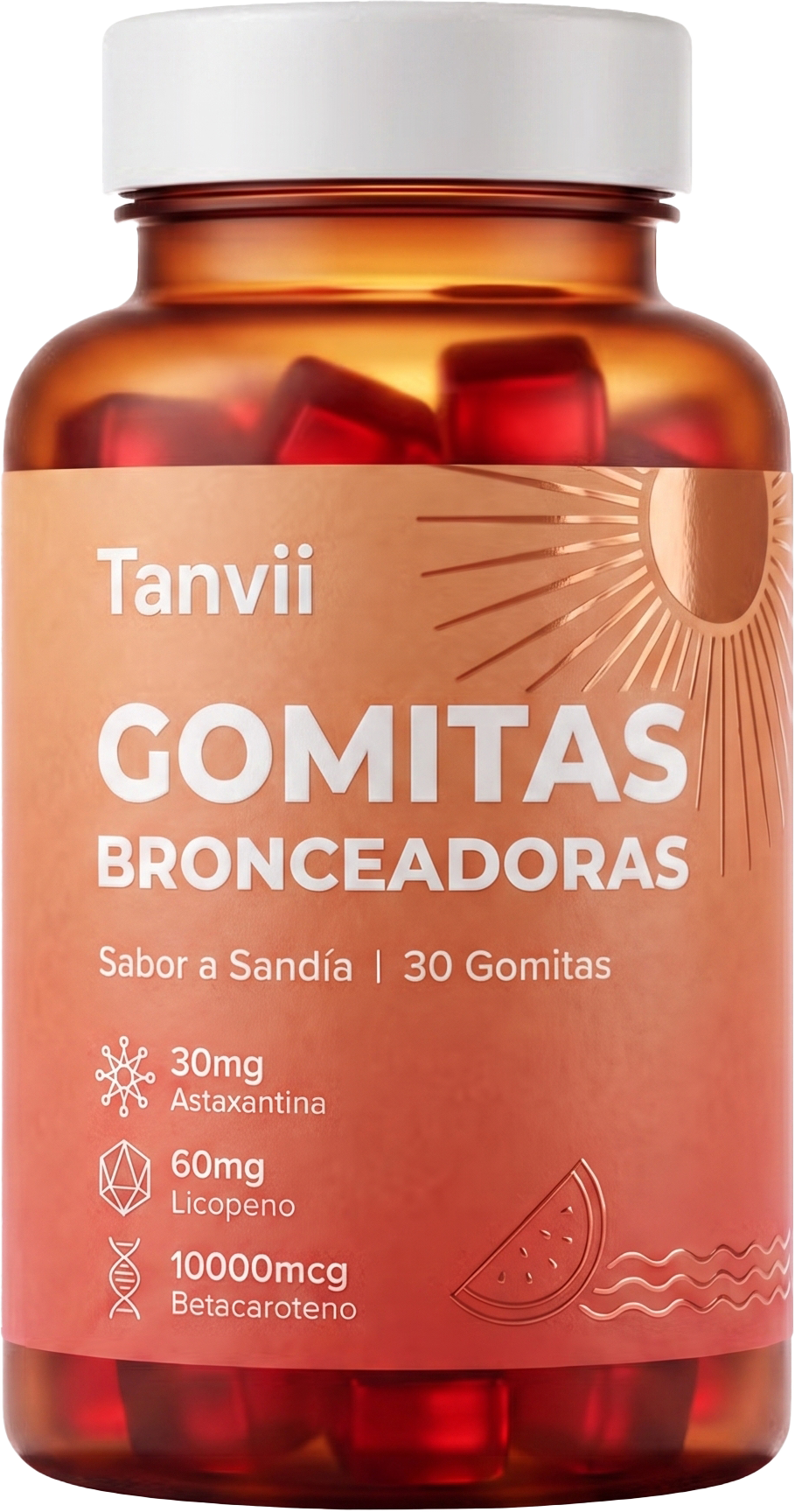 Bote de gummies bronceadores Tanvii