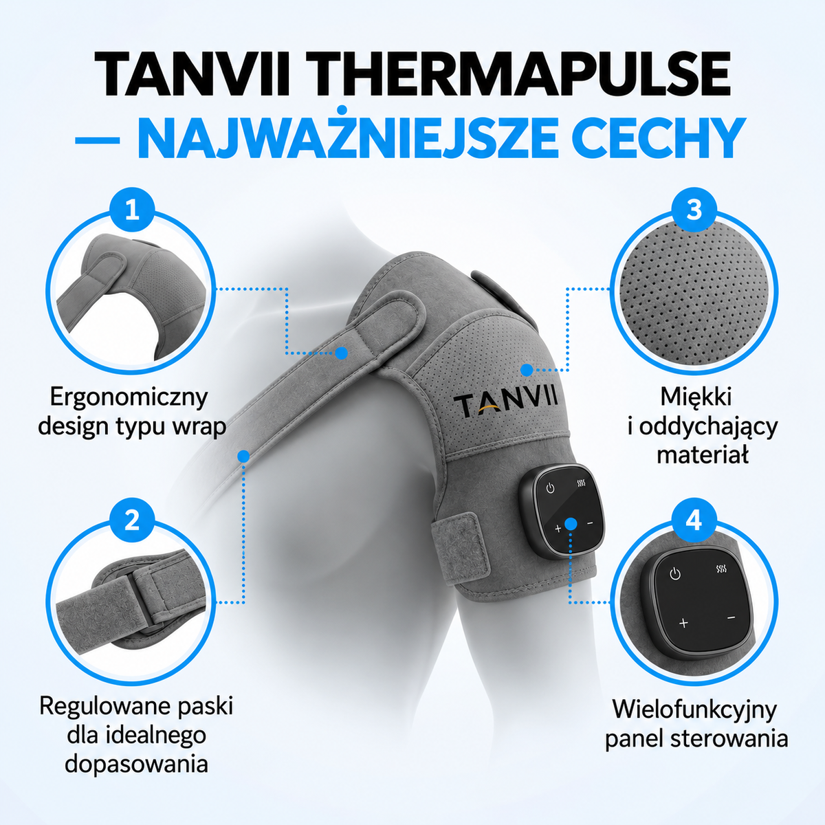 ThermaPulse® Rozgrzewająca opaska masująca na bark